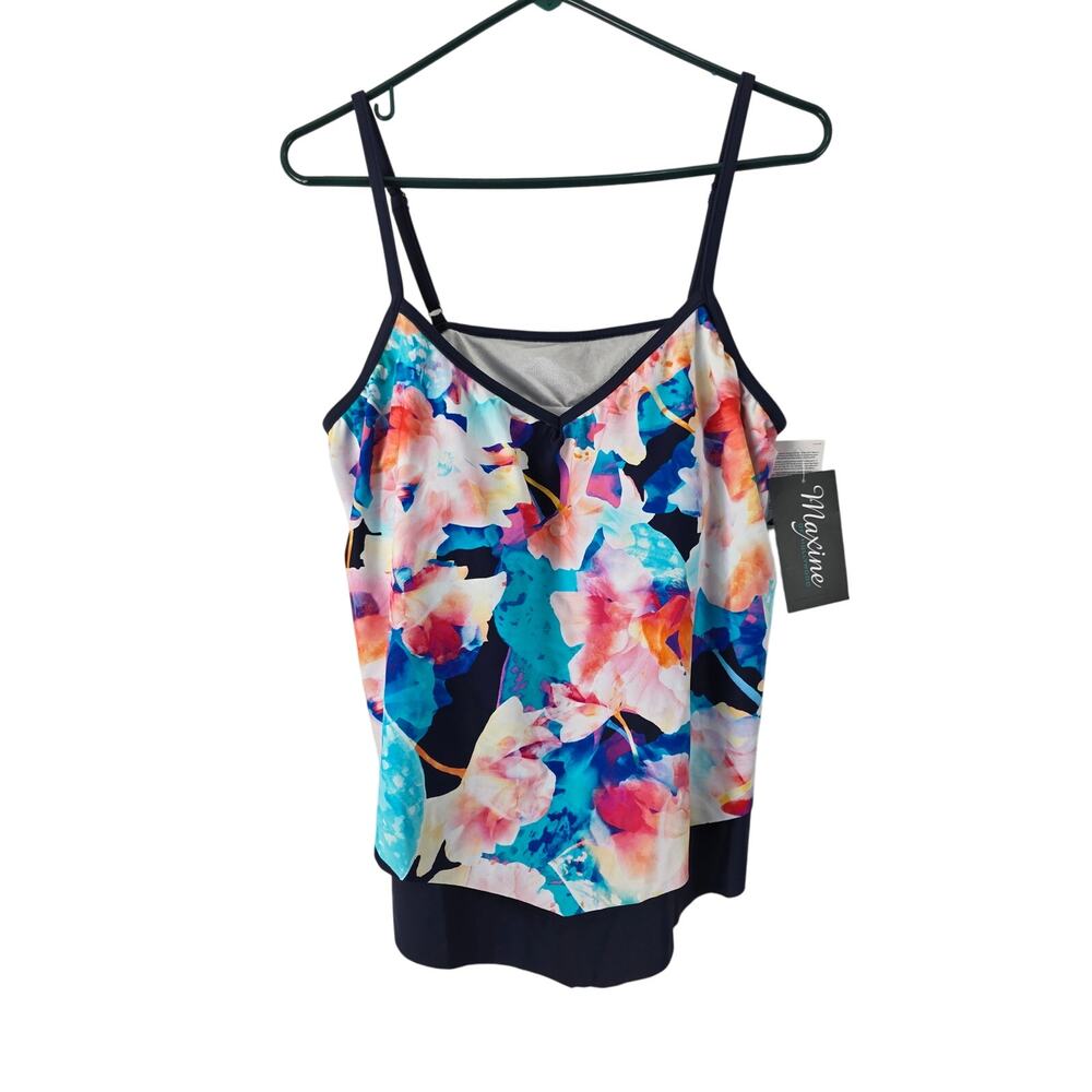 Maxine Of Hollywood Swim Top 16 Womens‎ Plus Size Padded Multicolor NWT